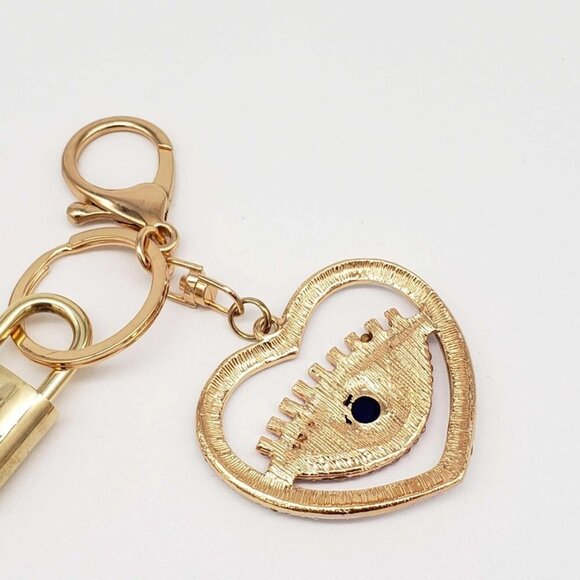 Authentic Louis Vuitton Lock & Key with unbranded Evil Eye Heart Bagcharm - Picture 7 of 8